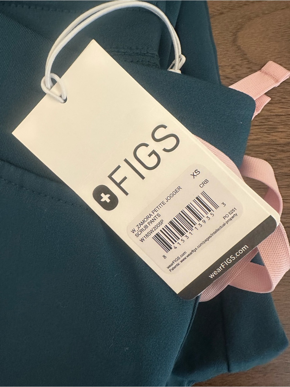 FIGS Teal Scrub Jogger with Light Pink Drawstring size XS petite